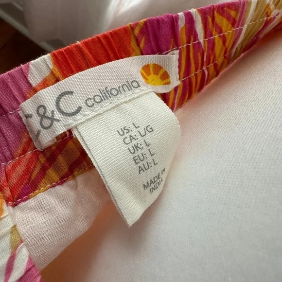 C & C California Printed Skirt, Women's Size Large L, Pink/Orange Ruffle… - Picture 4 of 4
